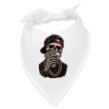 Schädel-Hustler mit roter Kappe - Bandana - Weiß - Vorne