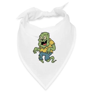 Retro-Cartoon-Zombie-Geist mit wirbelnden Augen - Bandana - Weiß - Vorne