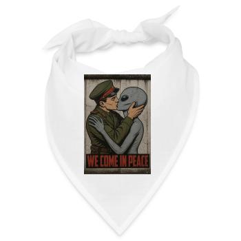 We Come In Peace Bruderkuss - Alien und Soldat - Bandana - Weiß - Vorne