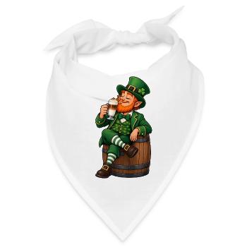 Leprechaun mit Latte Macchiato – Irischer Kaffee - Bandana - Weiß - Vorne
