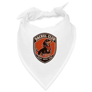 Dackel Club Patch: Klein Mutig Stur - Bandana - Weiß - Vorne