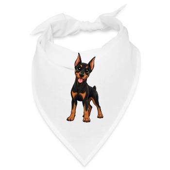 Dobermann Kawaii Style – Süßer eleganter Hund - Bandana - Weiß - Vorne