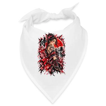 Japan Samurai Kriegerin – Sakura Design - Bandana - Weiß - Vorne
