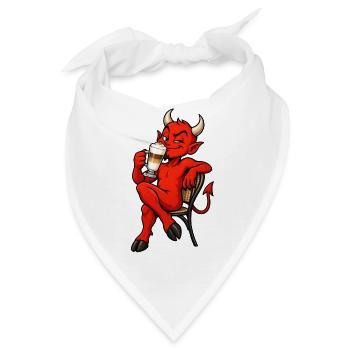 Teufel mit Latte Macchiato – Kaffee & Humor - Bandana - Weiß - Vorne