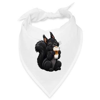 Schwarzes Eichhörnchen mit Latte Macchiato - Bandana - Weiß - Vorne