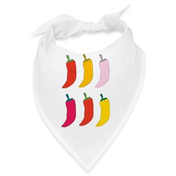 Farbenfrohe Chili Popart - Bandana - Weiß - Vorne