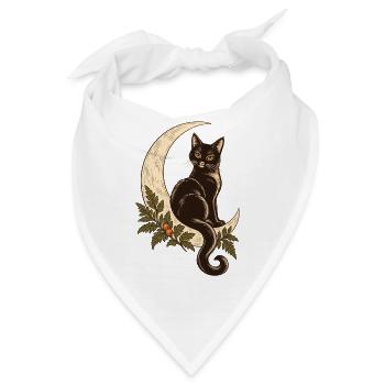 Katze im Herbstmond - Bandana - Weiß - Vorne