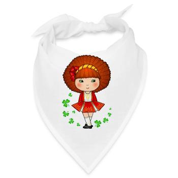 Süßes irisches Tänzermädchen im roten Kleid - Bandana - Weiß - Vorne
