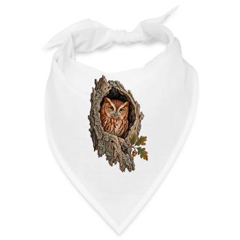 Östliche Kreischeule in einer Eichenhöhle - Bandana - Weiß - Vorne