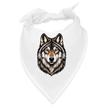 Majestätisches Wolfsporträt – Wilde Natur - Bandana - Weiß - Vorne