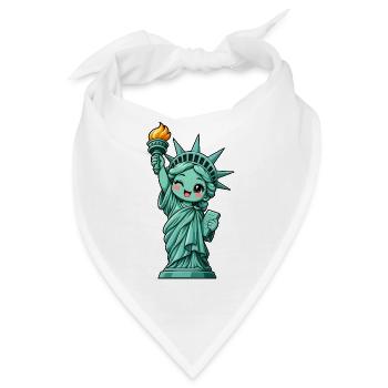 Freiheitsstatue Kawaii Style – New York - Bandana - Weiß - Vorne