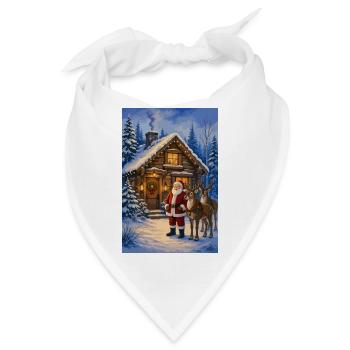 Winterwald Santa mit Rentieren - Bandana - Weiß - Vorne