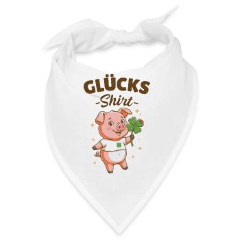 Glücksshirt Glücksschwein Kleeblatt Glücksbringer  - Bandana - Weiß - Vorne