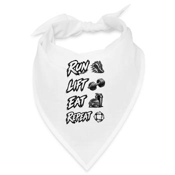 LAUF, HEBEN, ESSEN, WIEDERHOLEN, WIEDERHOLEN - Bandana - Weiß - Vorne