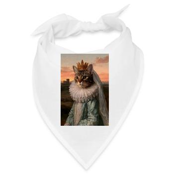Königliches Katzenkönigin-Porträt - Bandana - Weiß - Vorne
