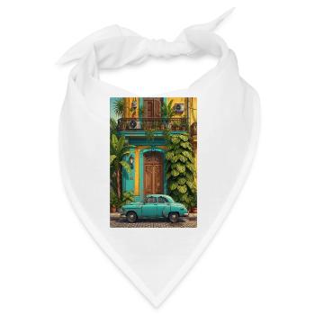 Tropischer Oldtimer im sonnenbeschienenen Innenhof - Bandana - Weiß - Vorne