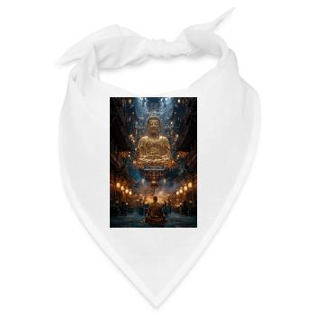 Goldener Buddha in der Heiligen Halle - Bandana - Weiß - Vorne