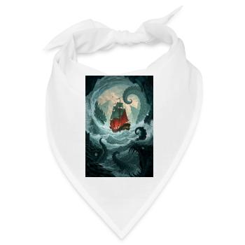 Karmesinrotes Gefäß gegen Krakens Kielwasser - Bandana - Weiß - Vorne