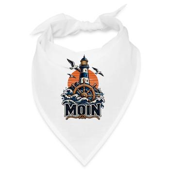Moin – Leuchtturm & Steuerrad Küsten Design - Bandana - Weiß - Vorne