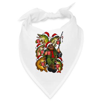 Weihnachtsangler mit Glühwein und Fischen - Bandana - Weiß - Vorne