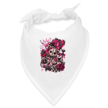 Neon-genähter Bär mit Stachelherz - Bandana - Weiß - Vorne