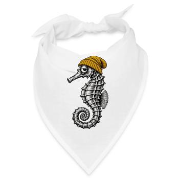 Seepferdchen mit gelber Mütze - Bandana - Weiß - Vorne