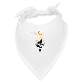 Mondnacht Wolf am Fluss - Bandana - Weiß - Vorne
