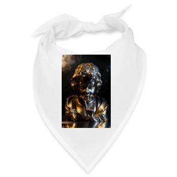 Goldene Cherub-Büste mit Felsgeste - Bandana - Weiß - Vorne