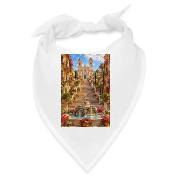 Mittelmeertreppe & Brunnenblüte - Bandana - Weiß - Vorne
