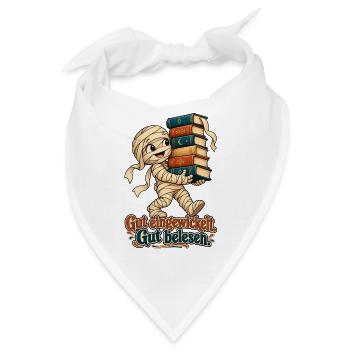 Lesende Mumie: Gut eingewickelt, gut belesen - Bandana - Weiß - Vorne