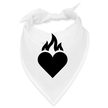 flammendes Herz - Bandana - Weiß - Vorne