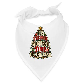 Die schönste Zeit des Jahres – Weihnachtsbaum - Bandana - Weiß - Vorne