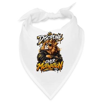 Gekrönter Löwe: Disziplin auf Motivation - Bandana - Weiß - Vorne