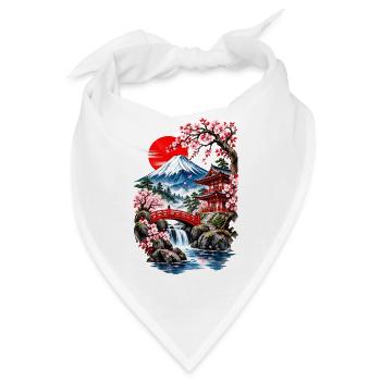 Fuji-Landschaft und Kirschbäume - Bandana - Weiß - Vorne