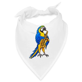 Ara spielt Saxophon – Buntes Musikmotiv - Bandana - Weiß - Vorne