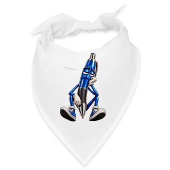 Blauer Stift Müde Cartoonfigur - Bandana - Weiß - Vorne