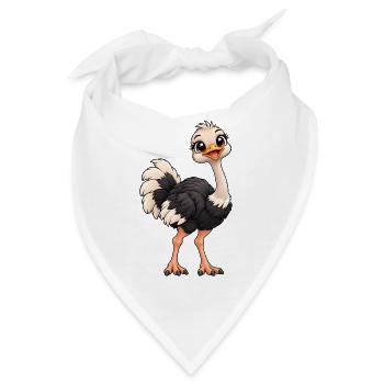 Vogelstrauß Kawaii Style – Süßer Laufvogel - Bandana - Weiß - Vorne