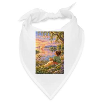 Frau und Hund am Traumsee - Bandana - Weiß - Vorne