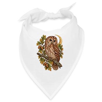 Waldkauz auf Eichenast - Bandana - Weiß - Vorne