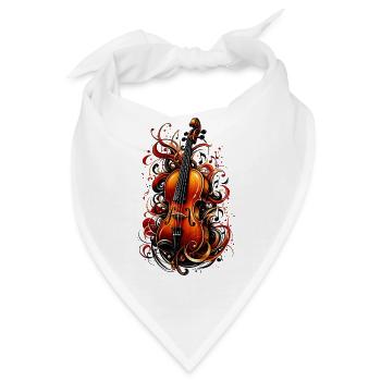 Vintage Violine Ornament – Elegante Geige Klassik - Bandana - Weiß - Vorne