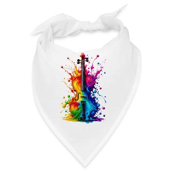 Bunte Violine Regenbogen Geige Musik Farbspritzer - Bandana - Weiß - Vorne