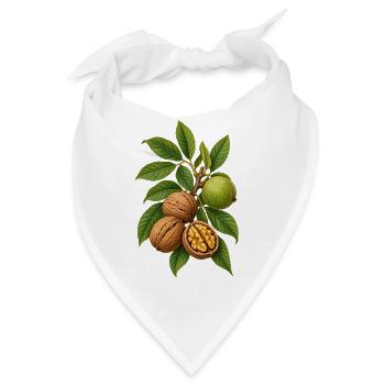 Walnüsse mit Blättern - Bandana - Weiß - Vorne
