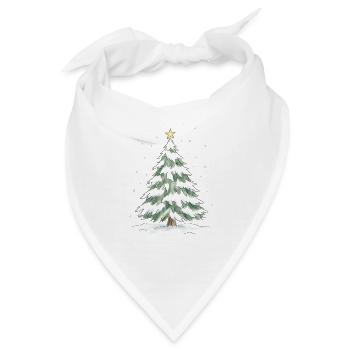 Schneebedeckter Weihnachtsbaum mit goldenem Stern - Bandana - Weiß - Vorne