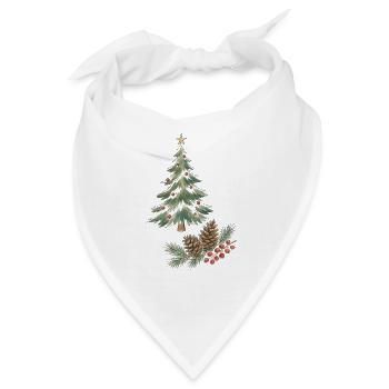 Weihnachtsbaum mit Tannenzapfen und Beeren - Bandana - Weiß - Vorne