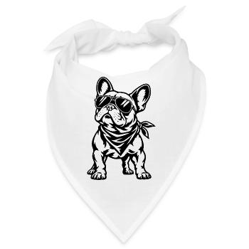 Französische Bulldogge – Cooler Biker Hund - Bandana - Weiß - Vorne