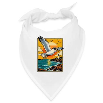 Retro-Möwe bei Sonnenuntergang - Bandana - Weiß - Vorne