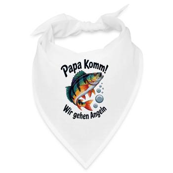 Papa komm wir gehen Angeln springender Barsch - Bandana - Weiß - Vorne