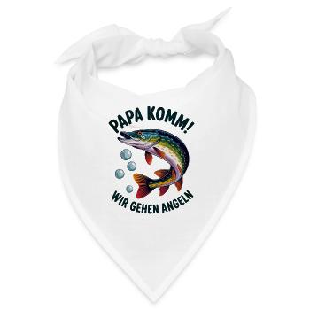 Papa komm wir gehen Angeln springender Hecht - Bandana - Weiß - Vorne