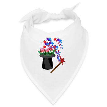 Zauberhut Zauberstab Blumen Sterne - Bandana - Weiß - Vorne
