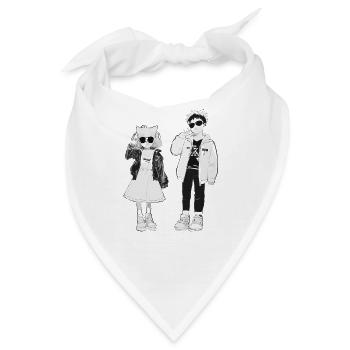 Japanische Coolness in Schwarz-Weiß - Bandana - Weiß - Vorne